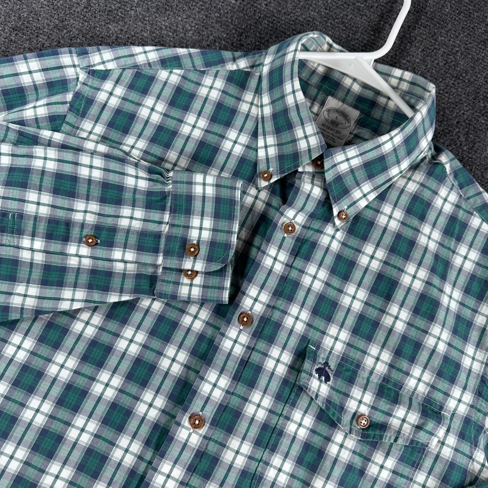Brooks Brothers Button Down Shirt Mens L Large Plaid Regent Fit 1818 Cotton